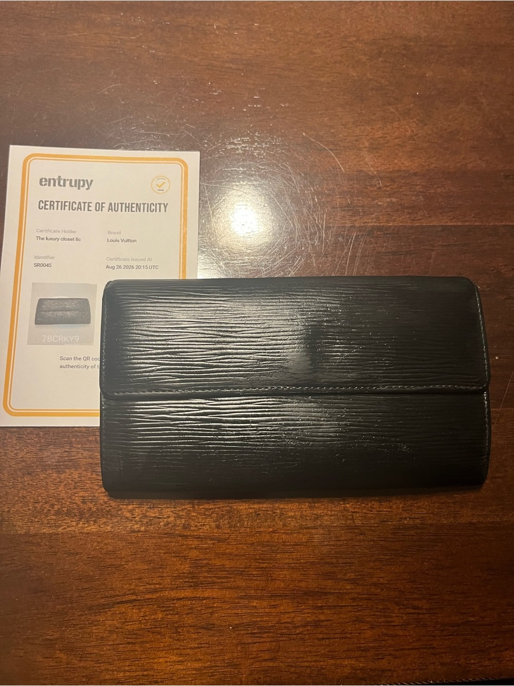 Louis Vuitton Black Epi Sarah Leather Bi-Fold Wallet